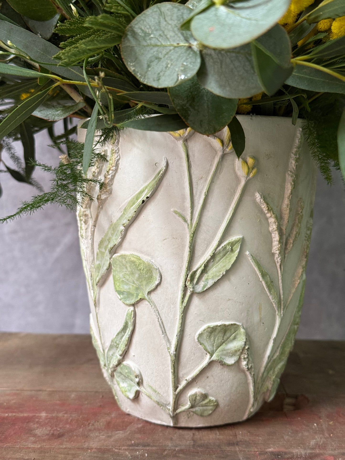 RAMO FLORES SECAS&PRESERVADAS EN JARRÓN RELIEVE