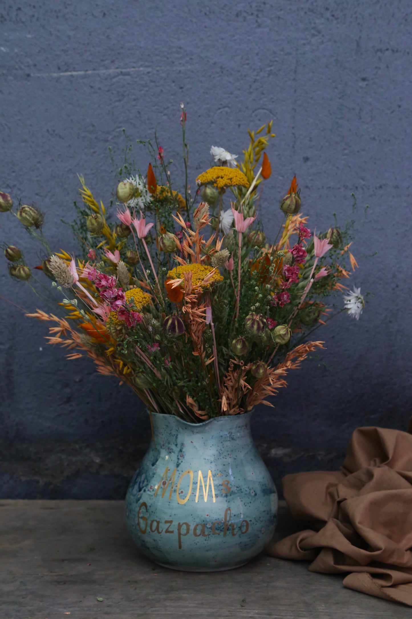 JARRA "MOM´S GAZPACHO" CON FLORES SECAS&PRESERVADAS