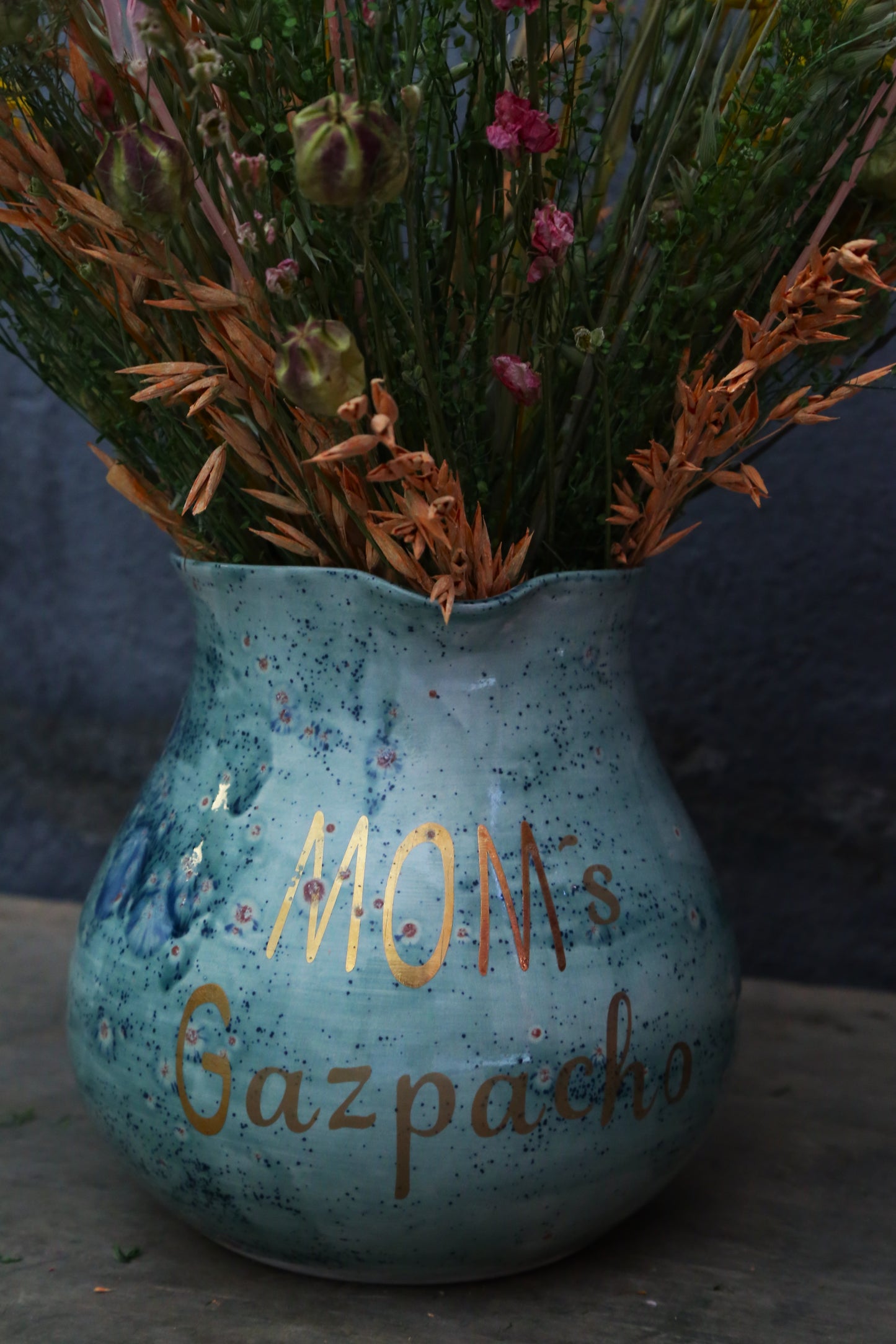JARRA "MOM´S GAZPACHO" CON FLORES SECAS&PRESERVADAS