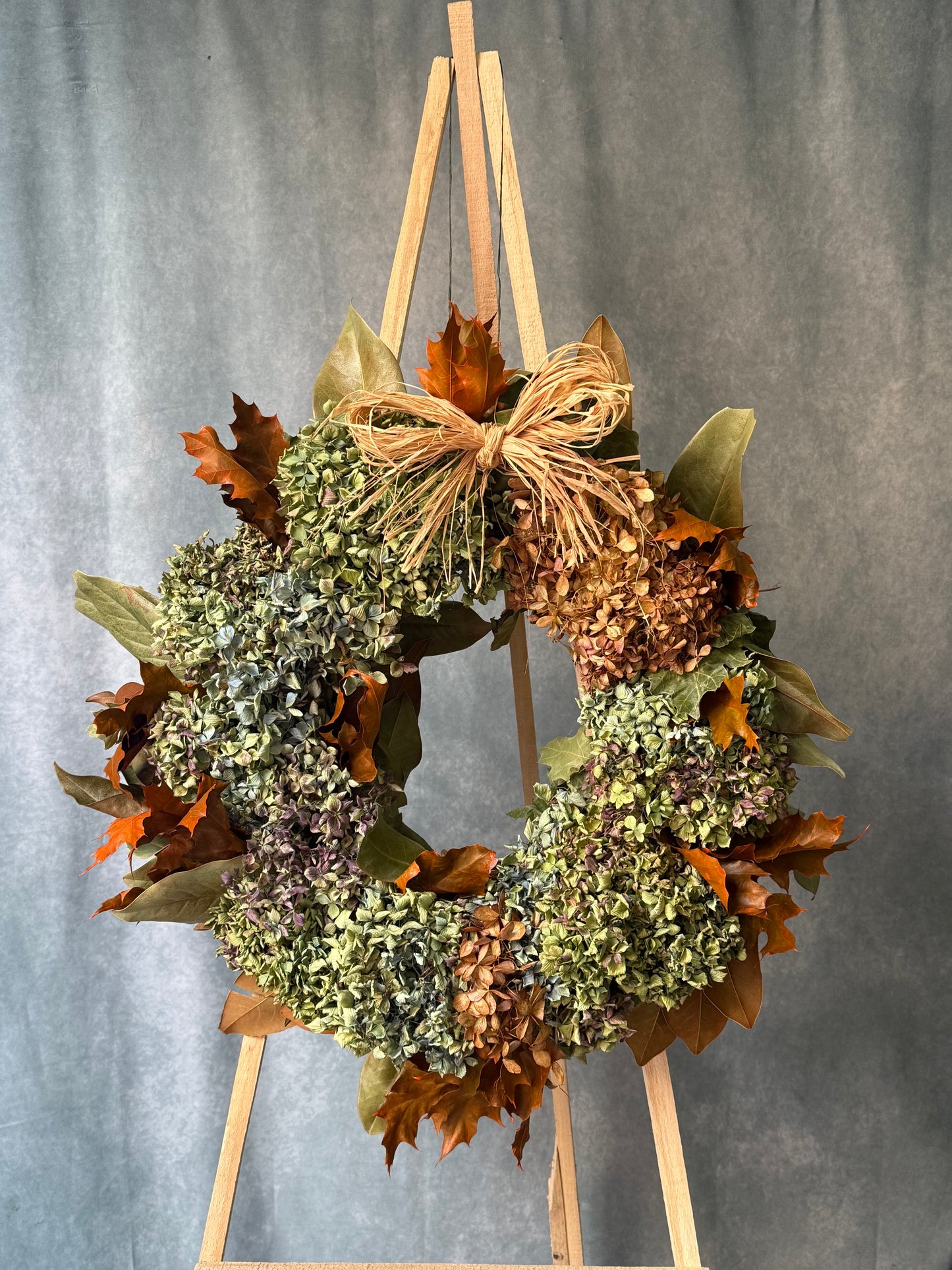 CORONA OTOÑAL HORTENSIAS SECAS